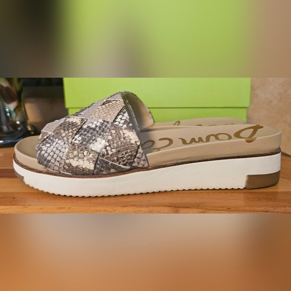 Sam Edelman Women's Snakeskin Slide Sandals - Brown and Gray - Picture 3 of 7